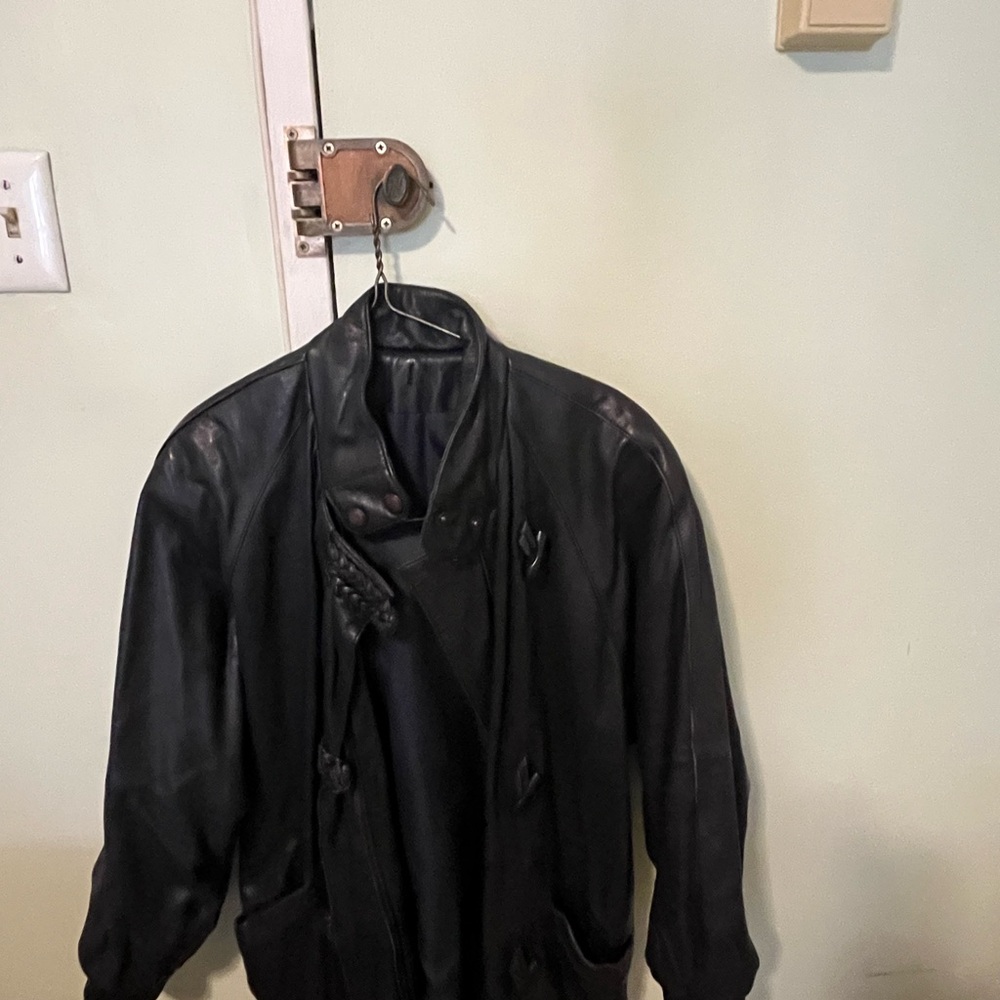 Navy Leather Jacket